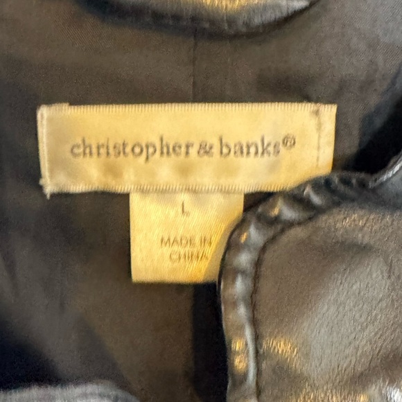 CJ Banks | Black Faux Leather Moto Jacket Zip Front Quilted Detail Size Large - Picture 4 of 7